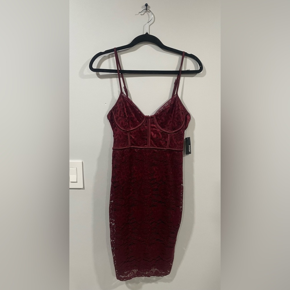 Ardene Wine Lace Dress (Adjustable straps)